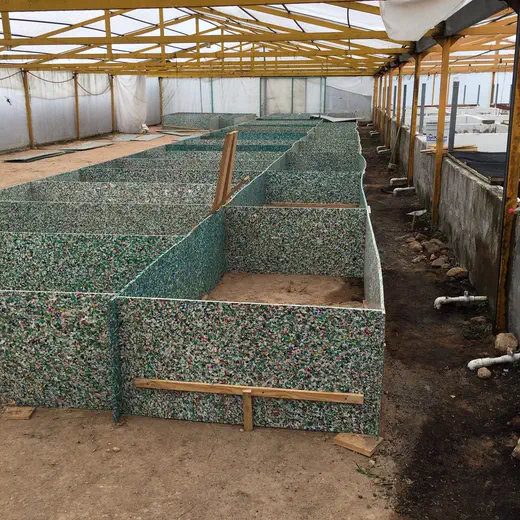 Criadero ranas — industria del campo con plástico reciclado